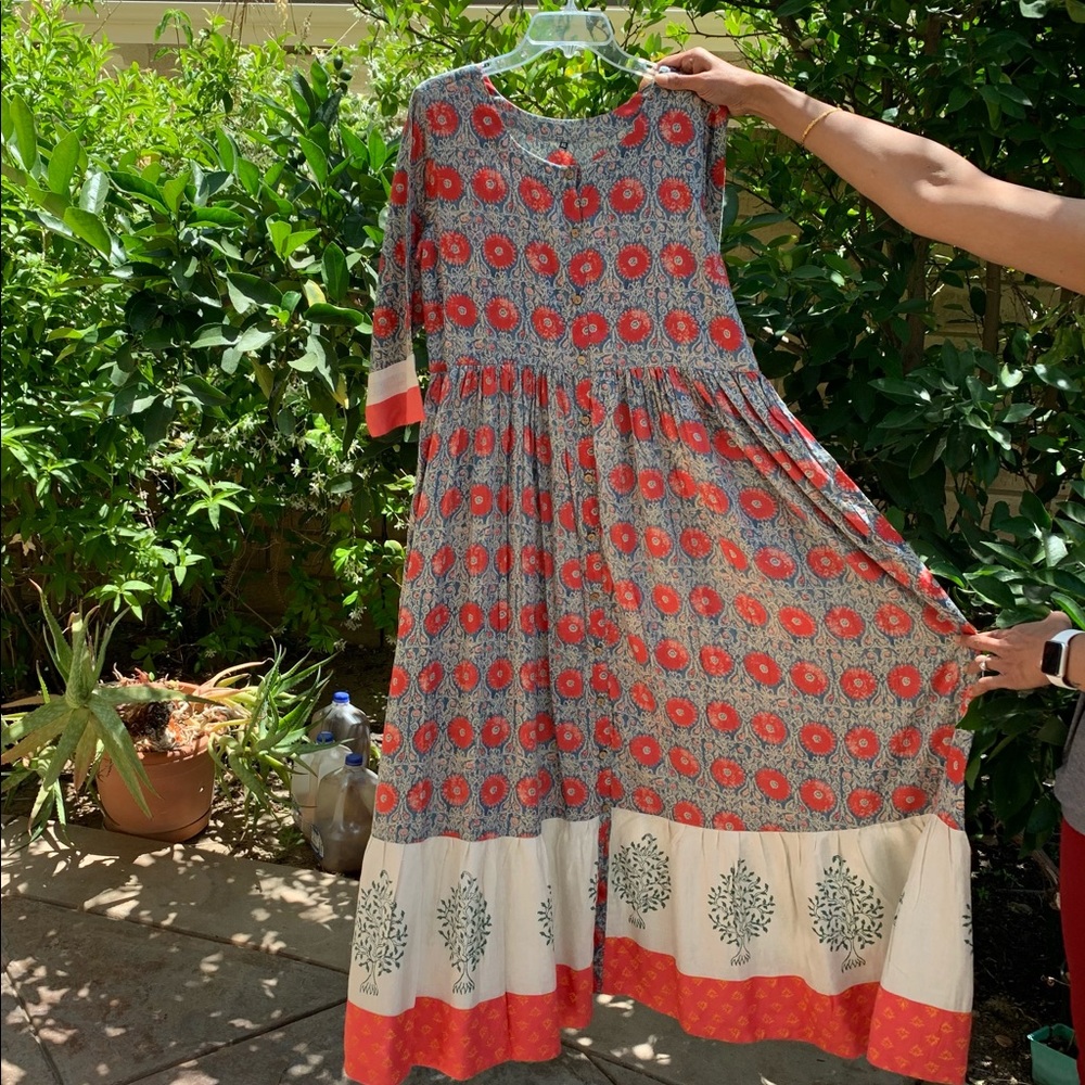 Beautiful cotton block printed maxi dress